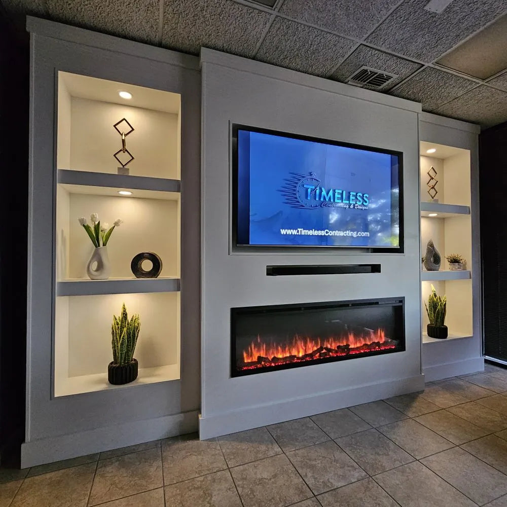 Luxury 2-in-1 Wall Mounted & Freestanding Electric Fireplace | 12 LED Flame Colours | Remote Control | 900W/1800W Heater