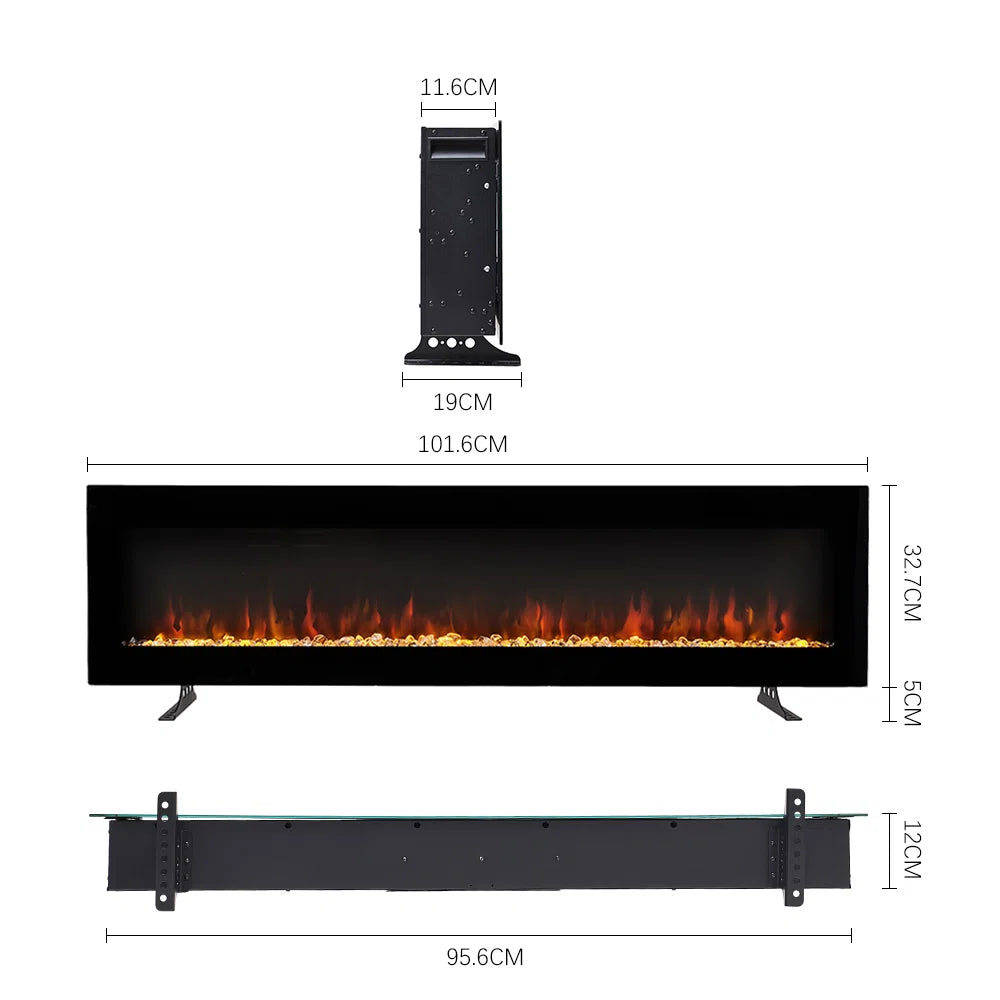 Luxury 2-in-1 Wall Mounted & Freestanding Electric Fireplace | 12 LED Flame Colours | Remote Control | 900W/1800W Heater