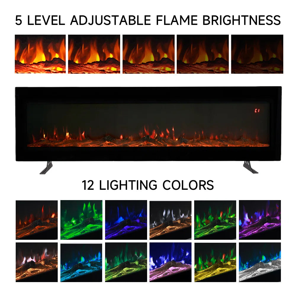 Luxury 2-in-1 Wall Mounted & Freestanding Electric Fireplace | 12 LED Flame Colours | Remote Control | 900W/1800W Heater