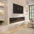 Black 3-Sided Inset Electric Media Wall Smart Fire Place - 70 Inch - AmberGlo
