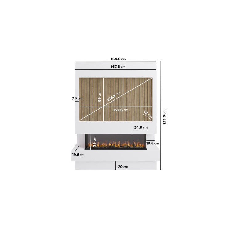 Prebuilt Media Wall with 3-Sided Electric Fireplace with Premium 50inch Fire