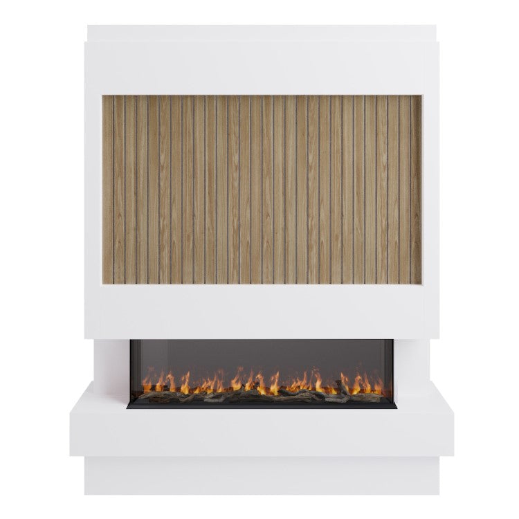 Prebuilt Media Wall with 3-Sided Electric Fireplace with Premium 50inch Fire