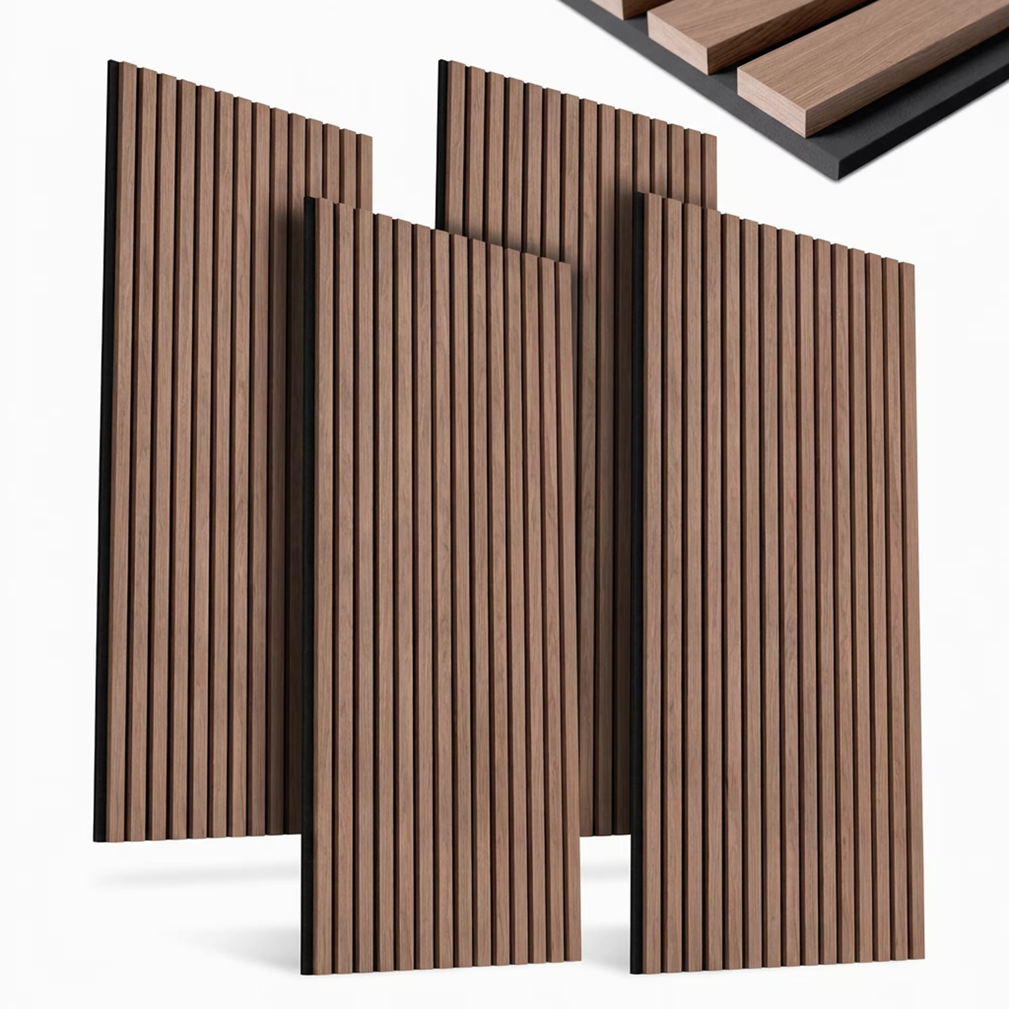 Wood Slat Acoustic Panels, 120cm * 60cm Large Decorative Wall Panels, White/Walnut/Ash/Grey, Soundproof Panels for Office, Home Theater, Recording Studio, Living Room