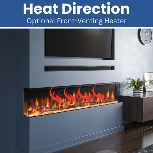 Elite Luxury Series 3-Sided Panoramic Electric Fireplace | TV Media Wall Compatible |