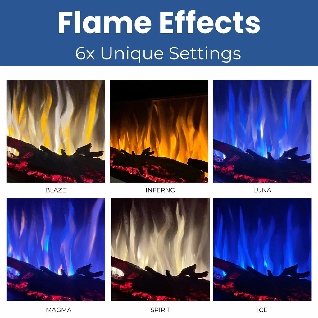 Elite Luxury Series 3-Sided Panoramic Electric Fireplace | TV Media Wall Compatible |