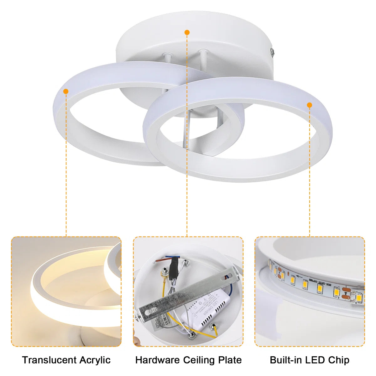Ivy Bronx 2-Light 25cm LED Integrated Semi Flush Mount