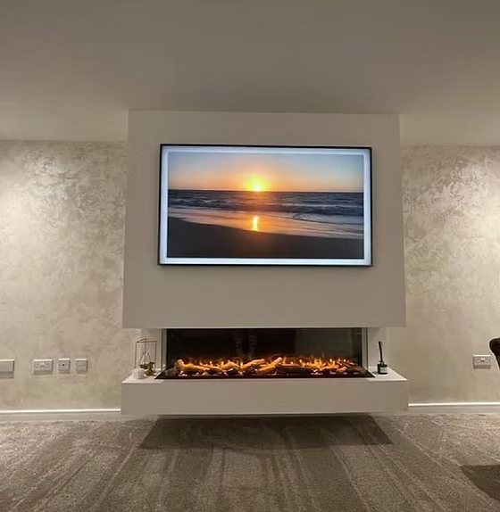 Zara 50 Inch Electric Fireplace – Recessed, Wall Mounted & Freestanding 3-Sided Glass LED Fireplace Heater with Remote Control, 9 Flame Colors