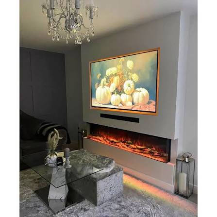 Zara 50 Inch Electric Fireplace – Recessed, Wall Mounted & Freestanding 3-Sided Glass LED Fireplace Heater with Remote Control, 9 Flame Colors