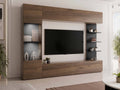 Media Wall – Walnut & Black Marble | Flatpack with LED Lighting